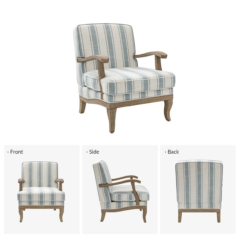 Rinaldo Farmhouse Polyester Sessel mit Massivholzbeinen 2er-Set von HULALA HOME