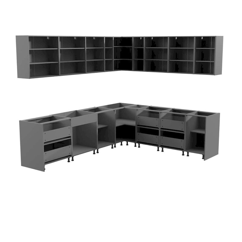 Moderne Küchenkollektion in Schwarz, Grundgröße 10 × 8,5 Fuß, Breite – 102 × 120
