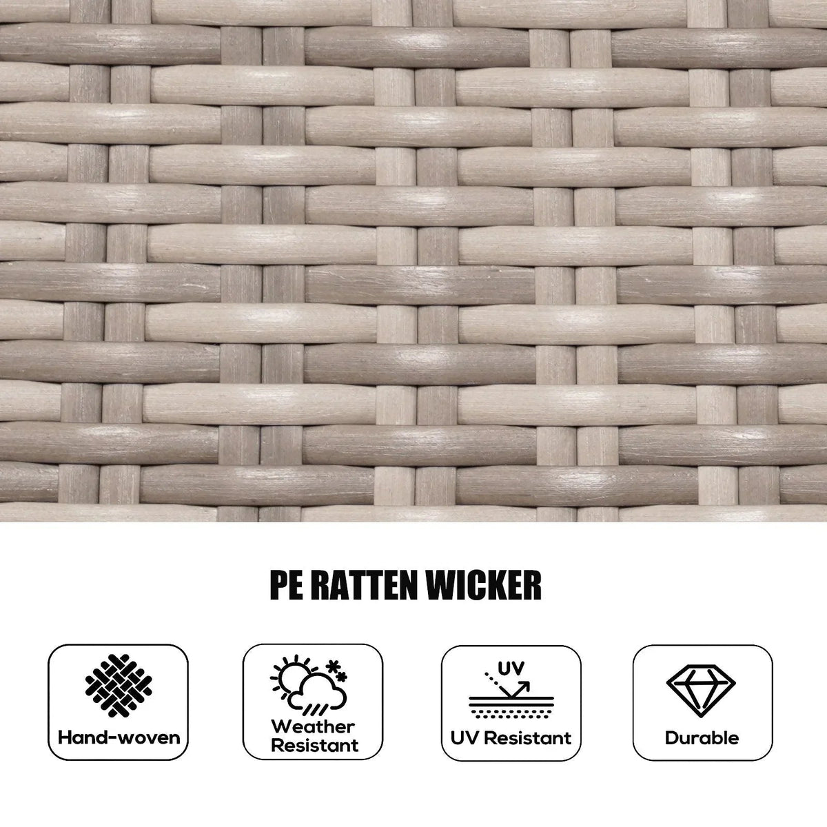 7-teiliges Garten-Essgruppe aus Rattan mit runden Kissen von Moda Furnishings