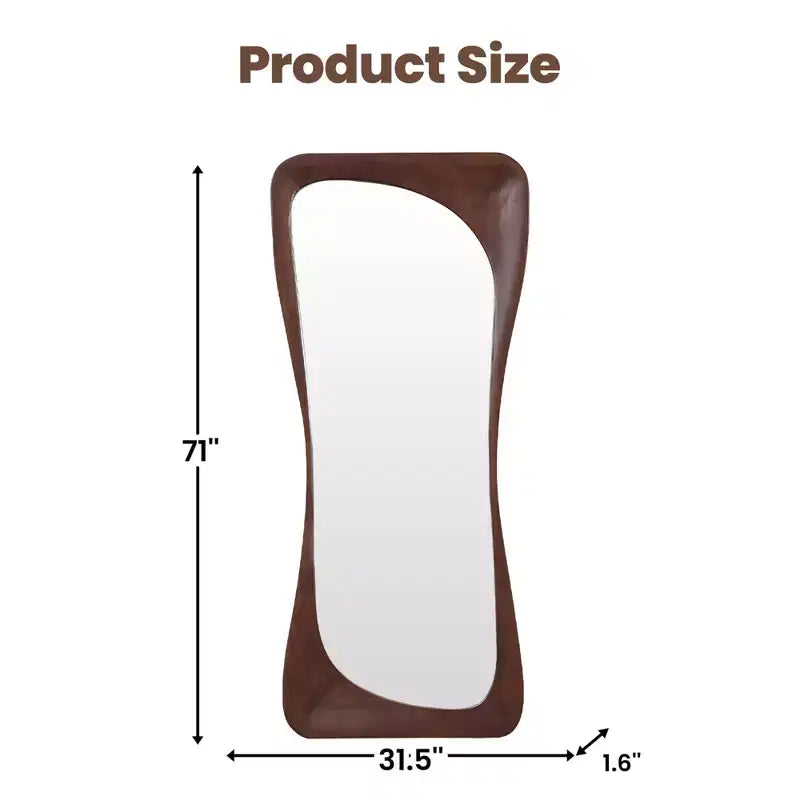 Dovelina 71H*31W Asymmetrischer Ganzkörperspiegel, dekorativer Anlehnspiegel, moderner Badezimmerspiegel für Wohnzimmer, Esszimmer, Flur und Schlafzimmer