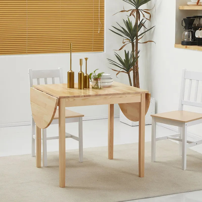 HOMCOM 55 cm Massivholz-Küchentisch, Klapptisch für kleine Räume, ausklappbarer Esstisch