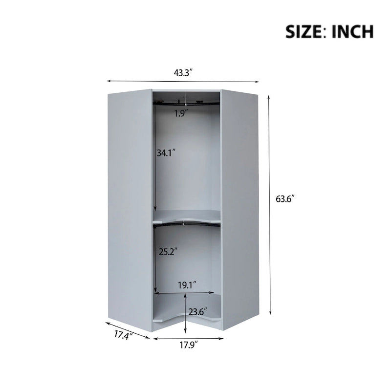 Polygon Eckkleiderschrank mit 2 Türen