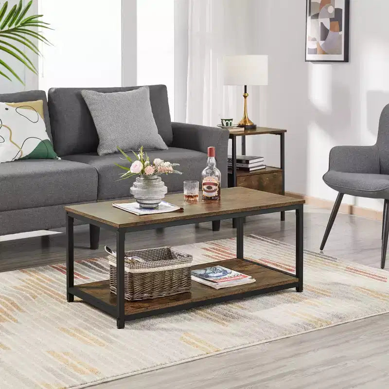 Yaheetech Industrie-Couchtisch aus Holz mit Ablagefach für das Wohnzimmer