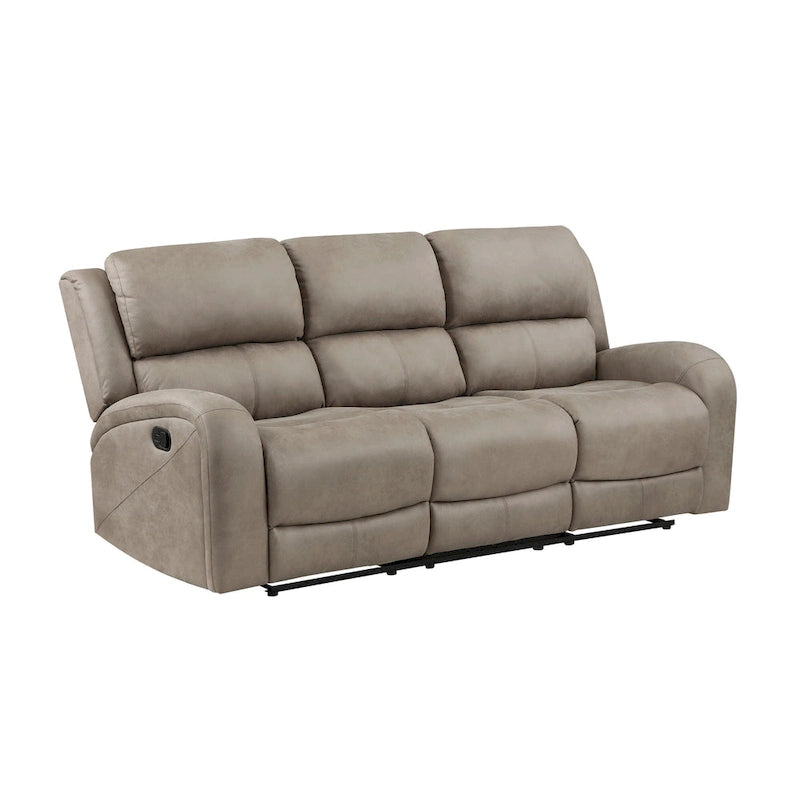 Patsy 85-Zoll manuelles Doppel-Recliner-Sofa, braun, Mikrofaser mit getufteter Rückenlehne