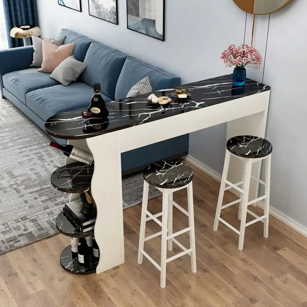 Moderne asymmetrische Bar-Tische aus schwarz-weißem Holz