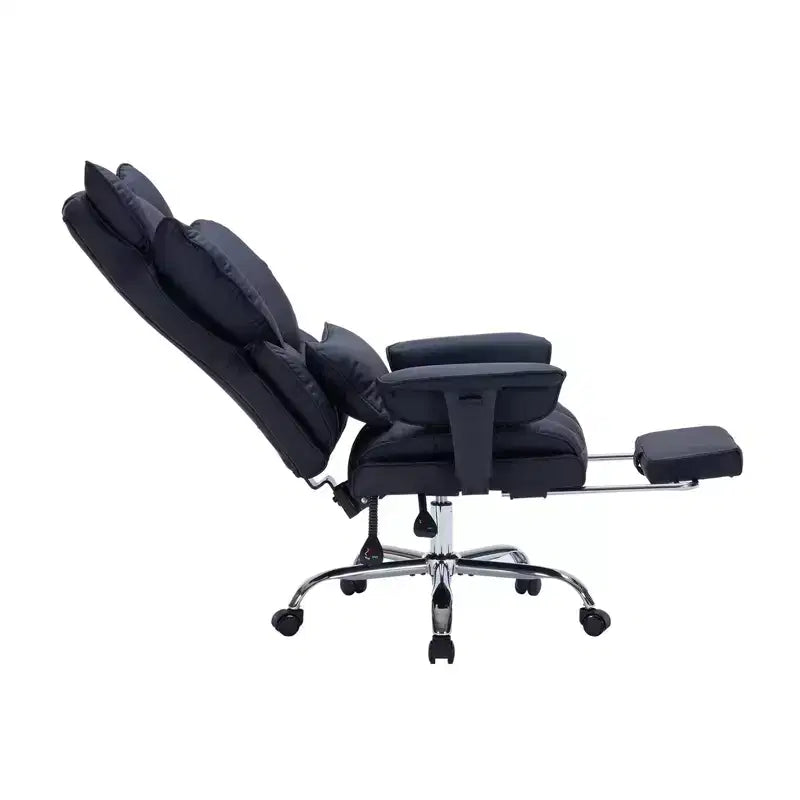 Großer Bürostuhl für große Personen mit Fußstütze, Gaming-Stuhl mit hoher Rückenlehne, Leder-Chefsessel, ergonomischer Schreibtischstuhl mit Lendenwirbelstütze