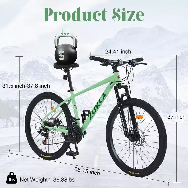 Whisen 26 Zoll Mountainbike mit Federung, 8-Gang-Kettenschaltung, KENDA-Reifen und doppelten Scheibenbremsen