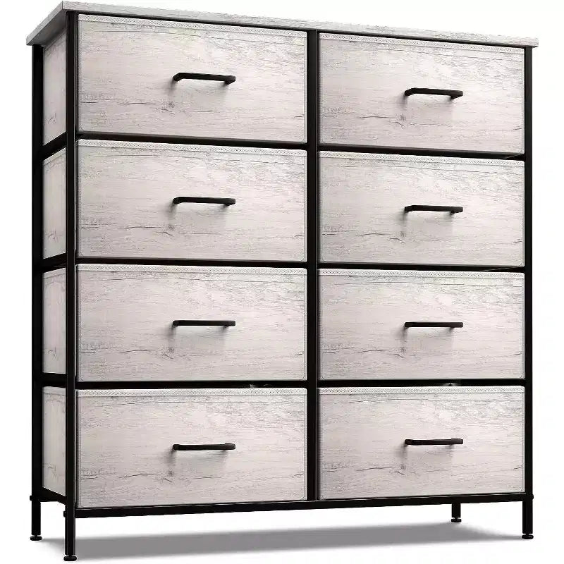 Sorbus Kommode mit 8 Schubladen – Aufbewahrungsmöbel mit Stahlrahmen, Holzoberfläche und Stoffkörben – für Schlafzimmer, Kleiderschrank, Büro und mehr