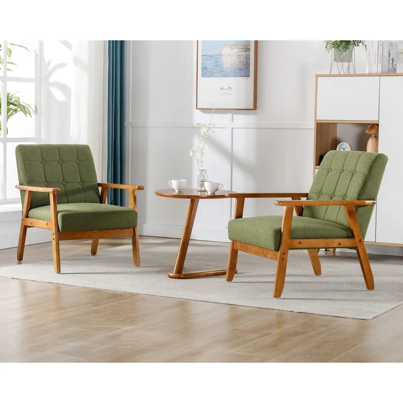 2er-Set Akzentstühle mit Beistelltisch, Armlehnstuhl für Wohnzimmer, Schlafzimmer, Büro - 78,0 cm H * 64,5 cm B * 71,0 cm T