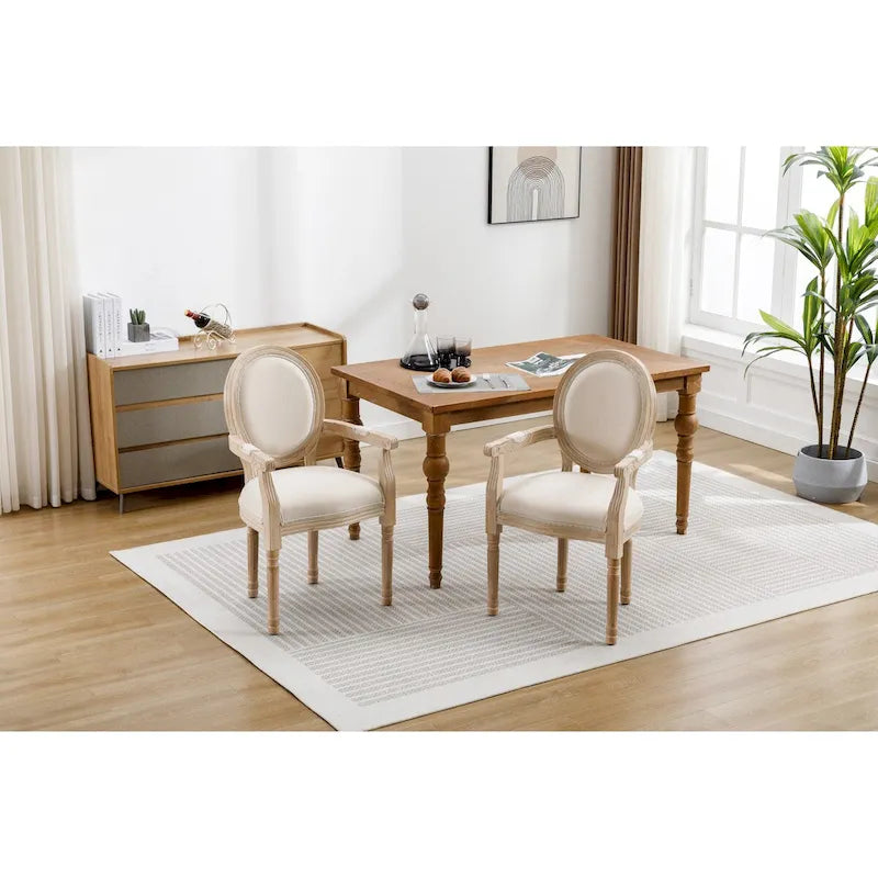 Gepolsterter Esszimmer-Armlehnstuhl aus Stoff, 2er-Set