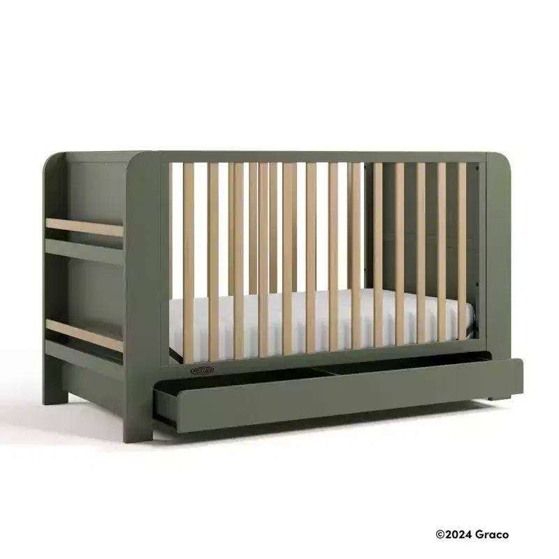 4-in-1 umwandelbares Kinderbett mit Schublade & abnehmbaren Bücherregalen, verstellbarer Matratzenrost