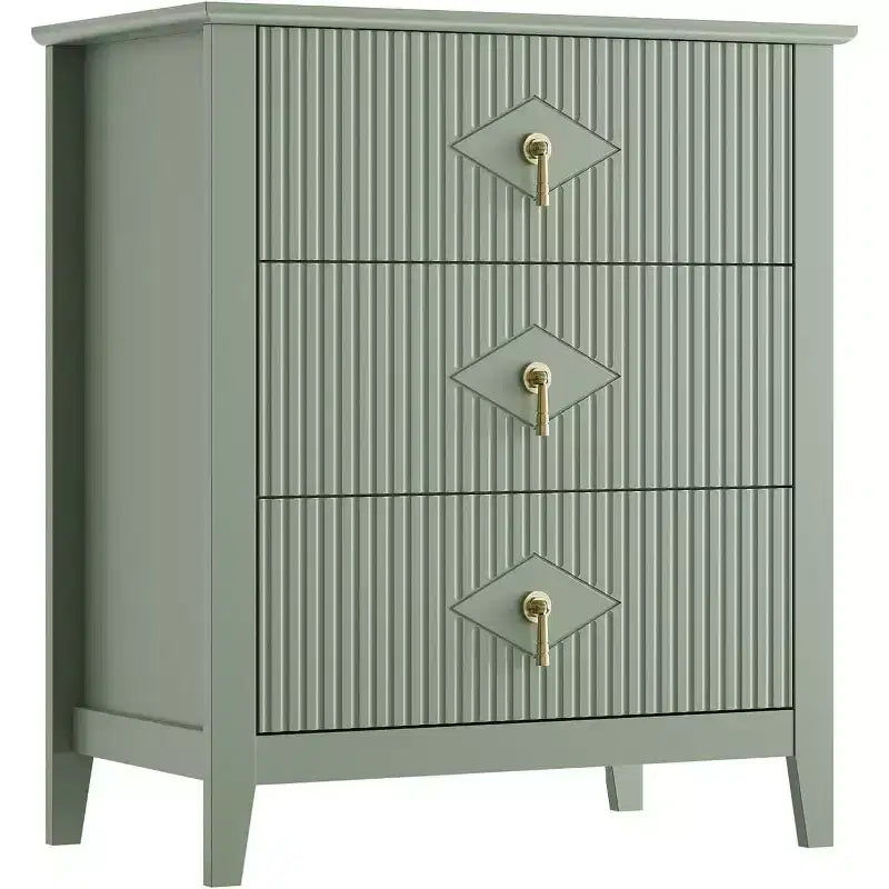 2 Stück geriffelte Holz-Nachttische, 27,5 breit, 3-Schubladen-Kommoden-Set, moderne Beistelltische, Schubladenschrank für Schlafzimmer und Wohnzimmer