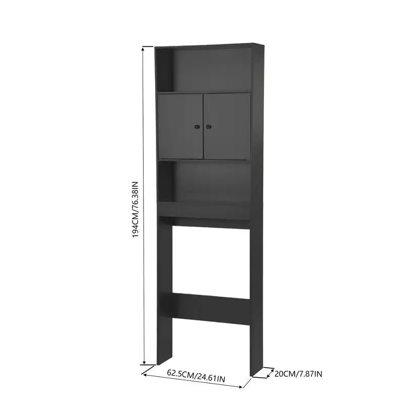 FurnitureR Toilettenregal mit Schrank, 3-stufiges Badregal mit Doppeltüren und offenen Ablageflächen, freistehendes Badezimmerregal, 76,38 Zoll hoch