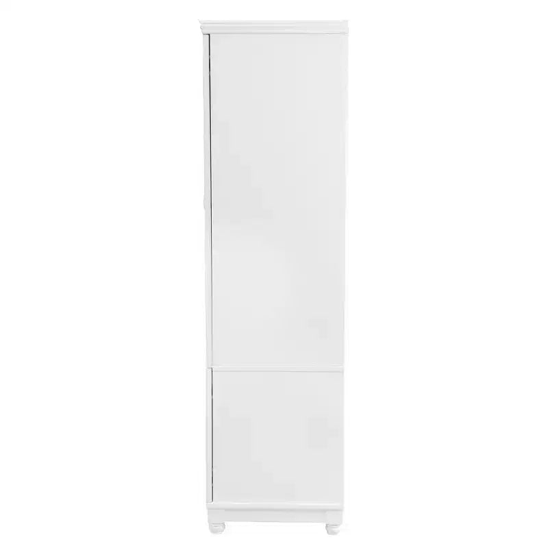 Weiße Holz-Kleiderschrank, 156 cm, mit 2 Schubladen, Kleiderstange und Einlegeböden