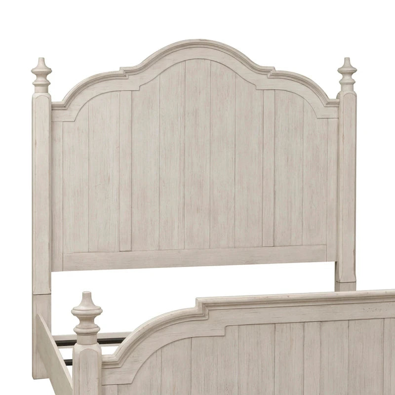 Farmhouse Cottage Queen-Posterbett – Antikweiß mit kastanienbraunen Abdeckplatten