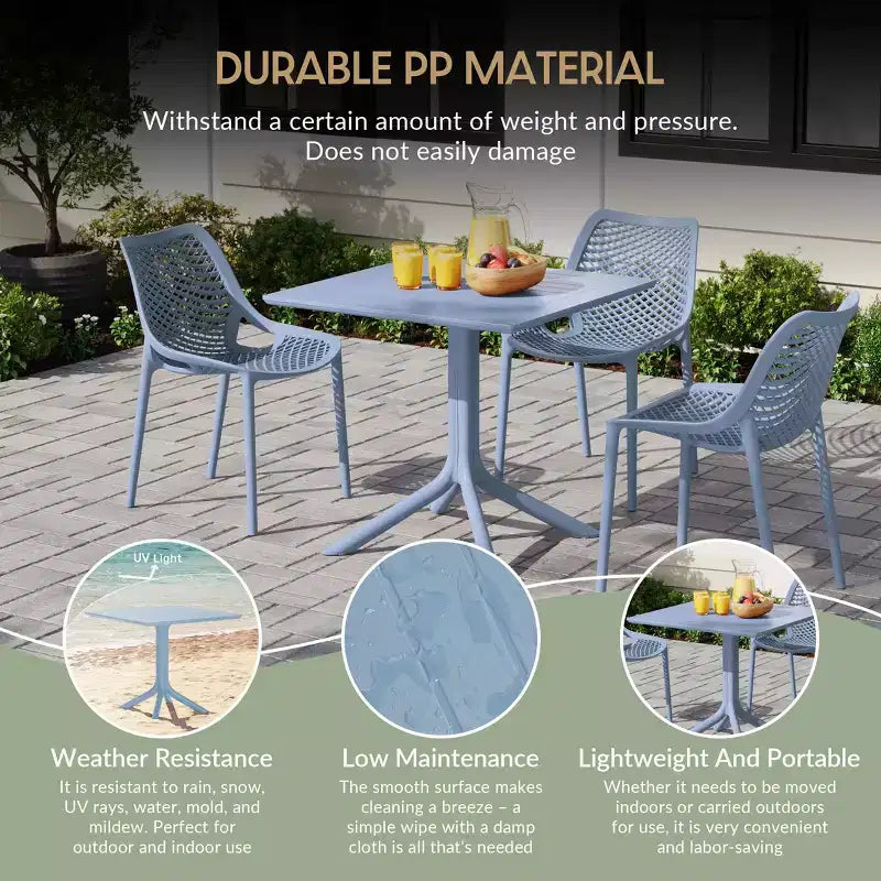 WestinTrends Playa Modern 5-teiliges Essgruppe aus Kunstharz für die Terrasse mit stapelbaren Terrassenstühlen