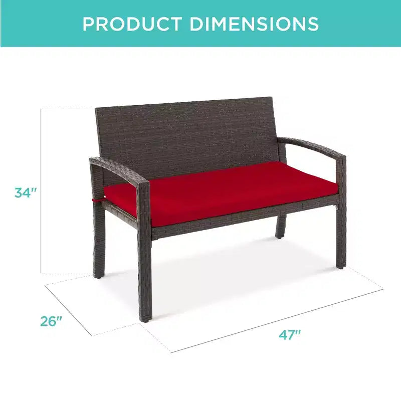 Best Choice Products 2-Sitzer-Outdoor-Korbsitzbank für Garten, Terrasse und Veranda mit 700-lb-Tragkraft und Polster