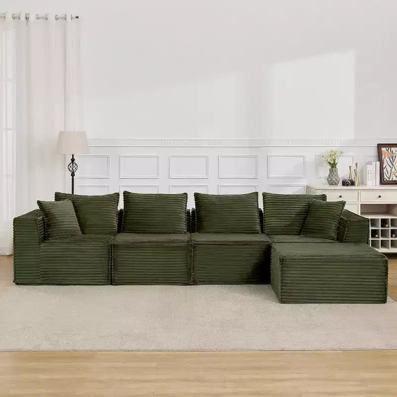107/ 137 modulares Cloud-Sofa-Element, tiefes, rahmenloses Sofa, wandelbares, bequemes Bodensofa mit Hockern und Memory-Schaumstoff
