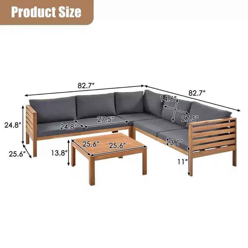 Polibi Acacia Eck-Outdoor-Sofa-Set mit passendem Couchtisch