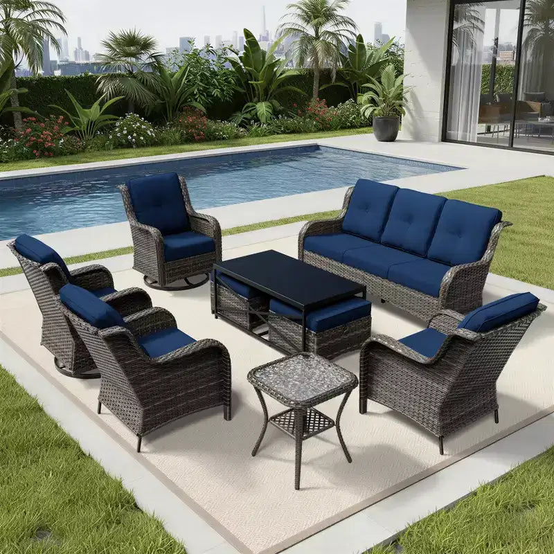 UPTIOT Premium Outdoor-Lounge-Set mit Sofa, Drehstühlen und Fußhocker für ultimativen Komfort und Stil