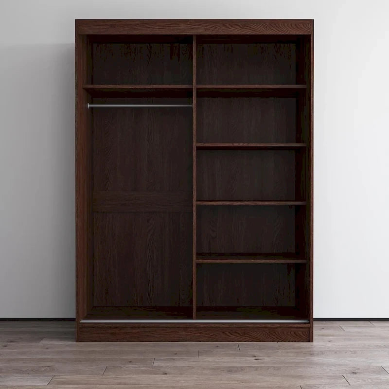 Spiegel-Kleiderschrank mit 2 Türen in Hochglanz-Optik | 120 oder 150 cm breit