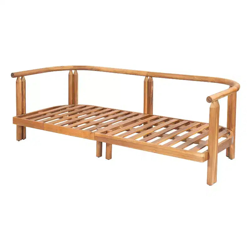 ModernLuxe 3-tlg. Terrassen-Sofa-Set, Outdoor-Sitzgruppe, wetterfestes Gartenmöbel-Set mit weichen Kissen & Clubsesseln, Beige & Teak