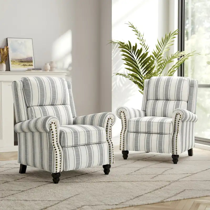 2er-Set Polstersessel mit Nietenverzierung und Pushback-Funktion
