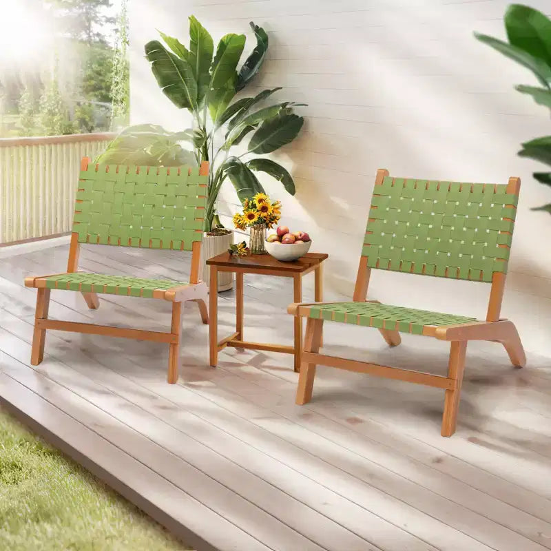 Karl Home | Massivholz-Terrassenstuhl mit handgeflochtener Rücken- und Sitzfläche