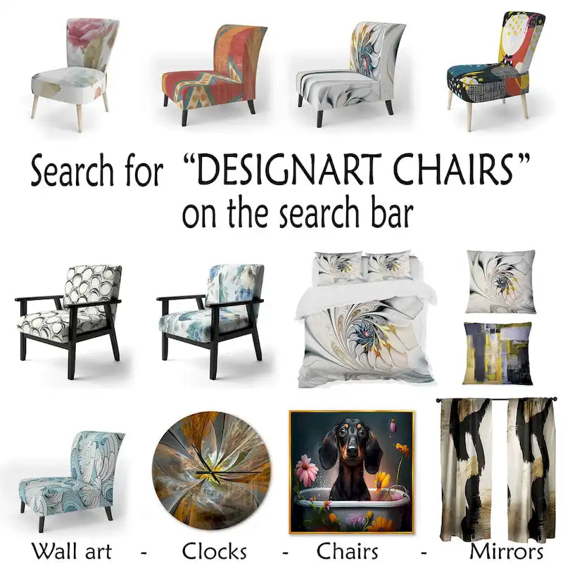 Designart Colorful Mid Century Abstract Fusion I Polsterter Mid-Century Akzentsessel und Mid-Century Modern Sessel