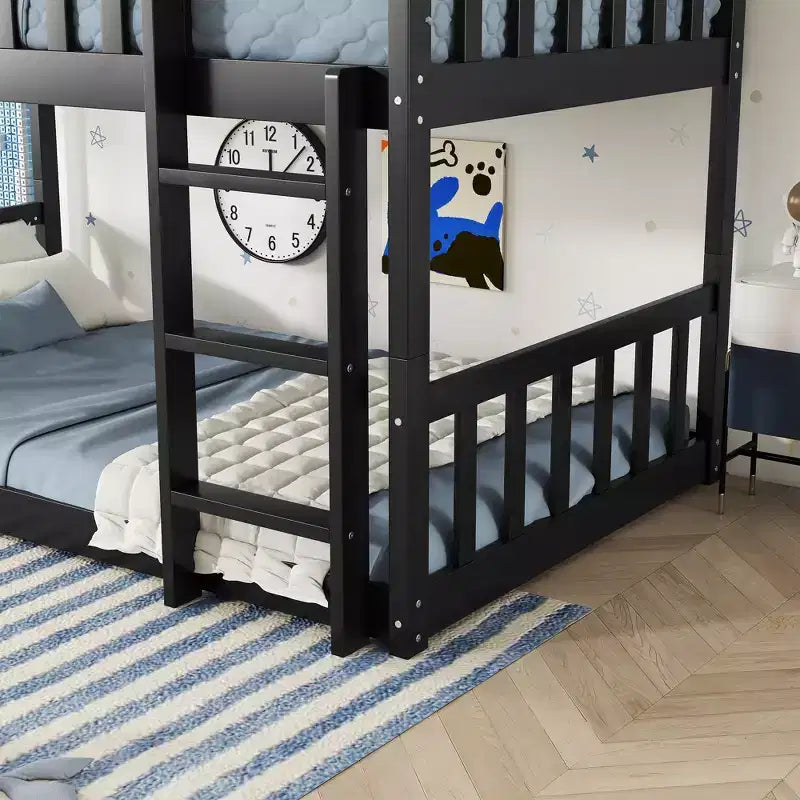 Dreistöckiges Etagenbett für Kinder, abnehmbares Etagenbett mit drei Einzelbetten, Leiter und Absturzsicherung, in 3 separate Betten zerlegbar