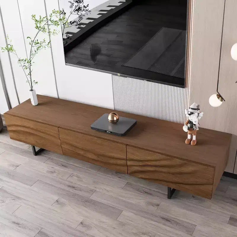 82,83 Zoll moderner TV-Schrank mit Schubladen aus Massivholz und Lüftungsschlitzen, Medienkonsole fürs Wohnzimmer