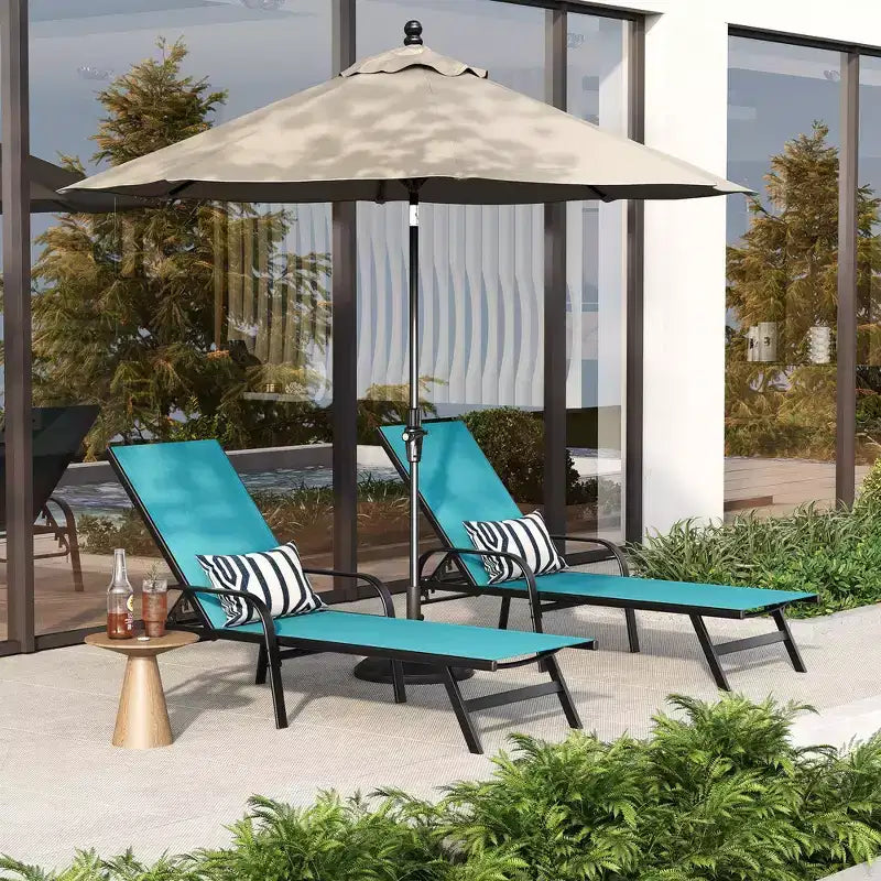 Set aus 2 Outdoor-Terrassenliegen, 5-fach verstellbare Liegestühle mit Textilene-Gewebe, Pool-Liegen für Garten & Balkon