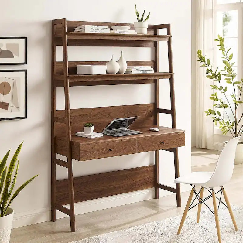 Schreibtisch mit Bücherregal und Schubladen