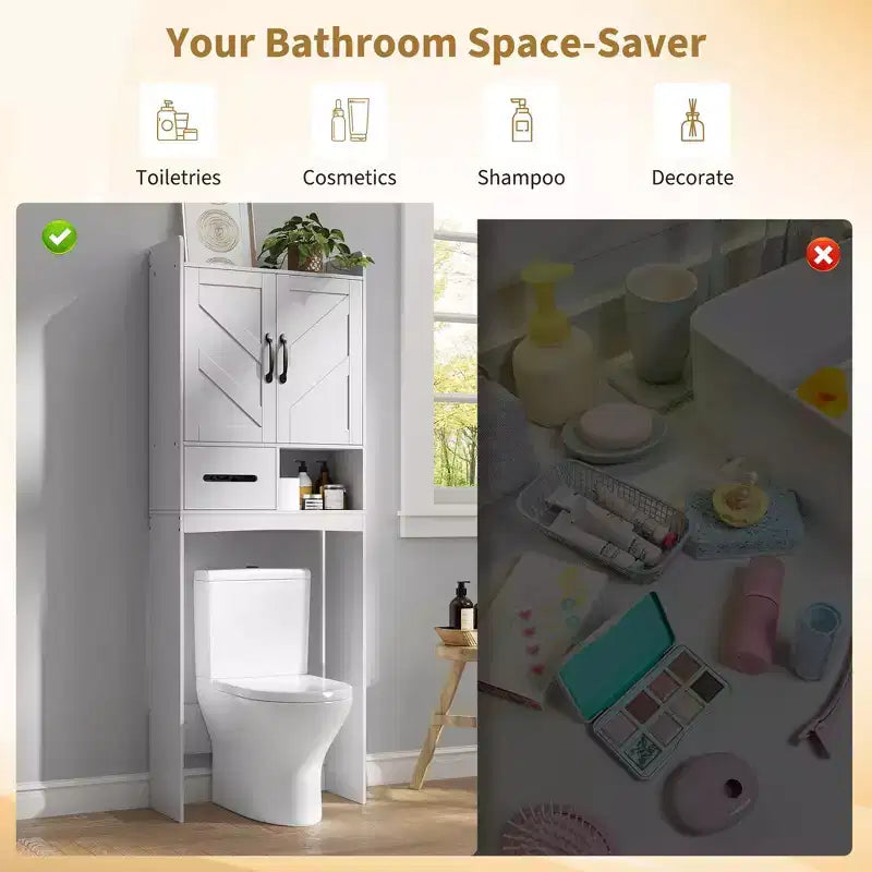 Toiletten-Überbauschrank, freistehender Badezimmer-Organizer für Bad, Toilette und Waschküche