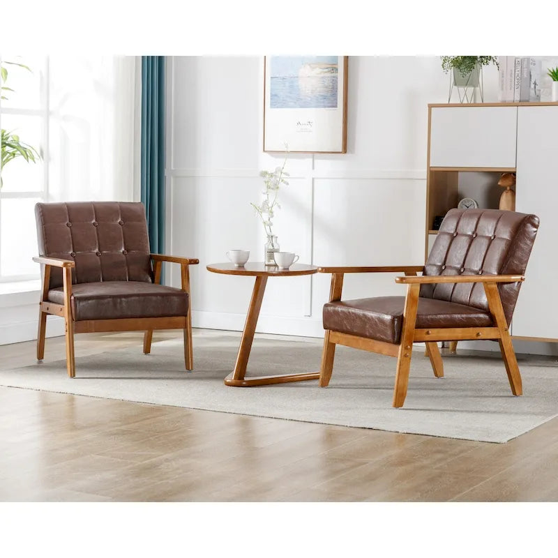 2er-Set Akzentstühle mit Beistelltisch, Armlehnstuhl für Wohnzimmer, Schlafzimmer, Büro - 78,0 cm H * 64,5 cm B * 71,0 cm T