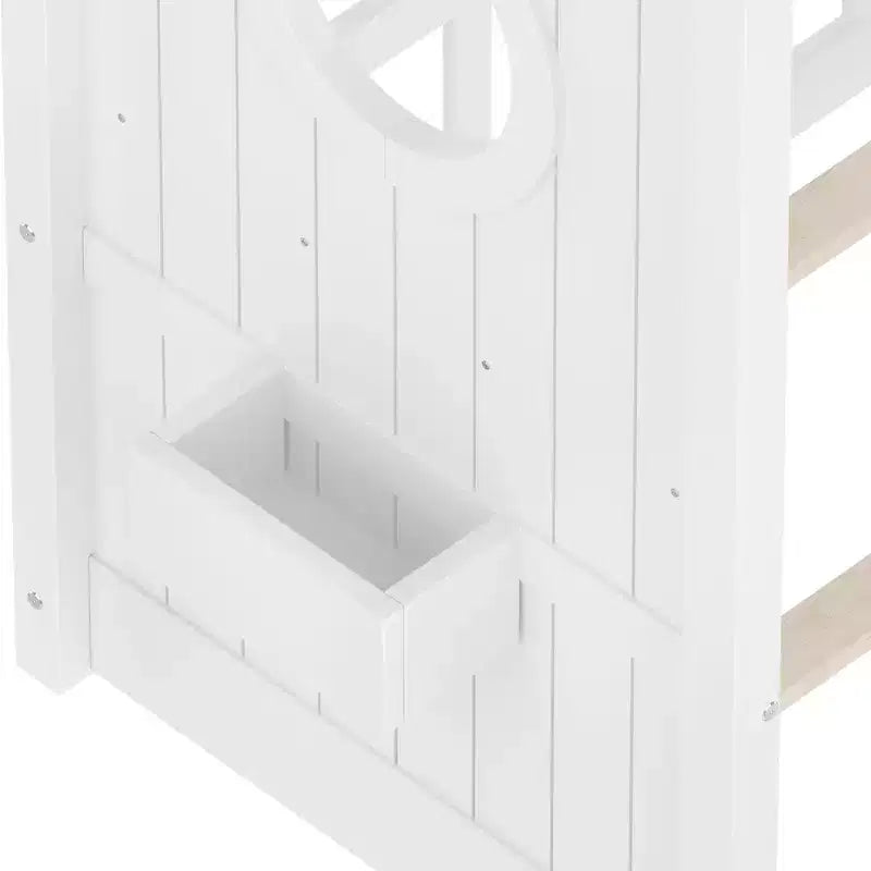 Bodenbett für Kinder in Twin-Größe, Montessori-Hausbett mit Ablagefach und Dachdesign