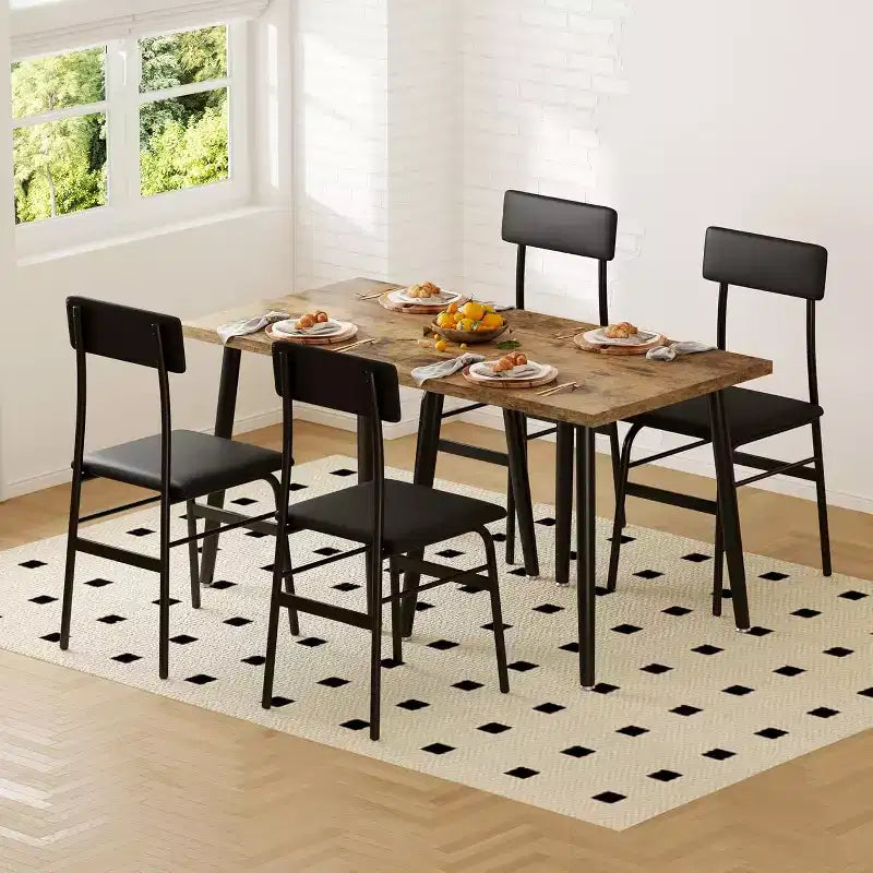 Kleines Esszimmertisch-Set für 2 Personen, 3-teiliges Küchentisch-Set mit 2 gepolsterten Stühlen, Frühstückstisch für kleine Räume, Esszimmer, Wohnung, Restaurant
