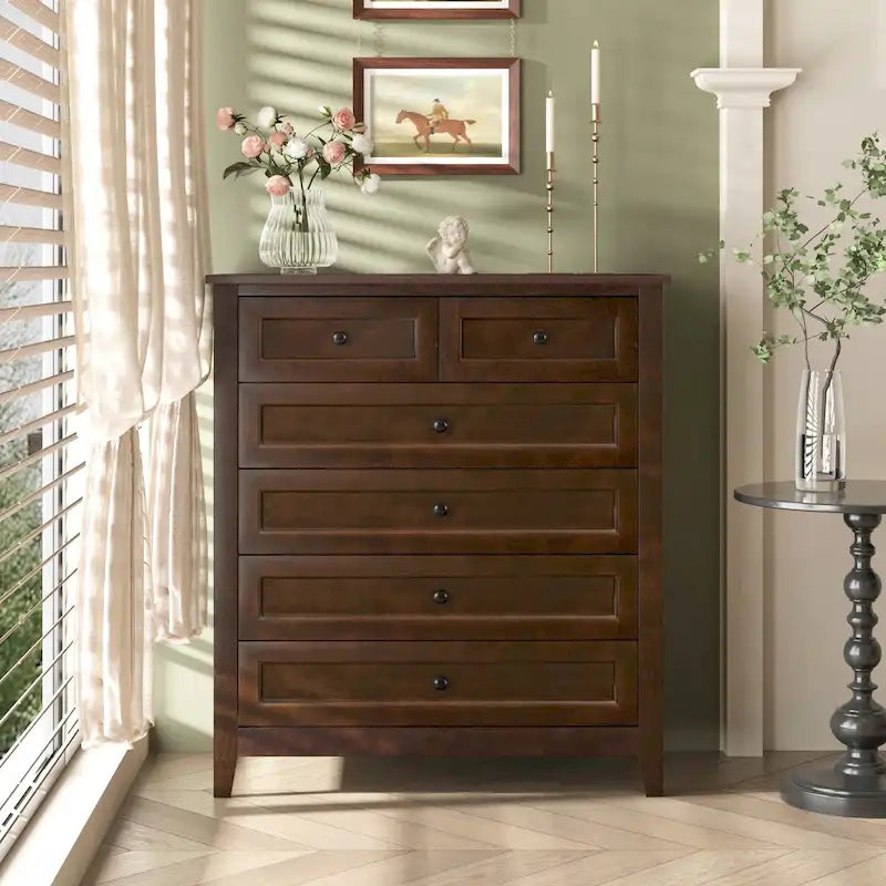 Kommode aus Massivholz mit sprühlackierten Schubladen, Buffetschrank, Sideboard mit Schließfächern, Anrichte, Konsolentisch mit Schließfächern