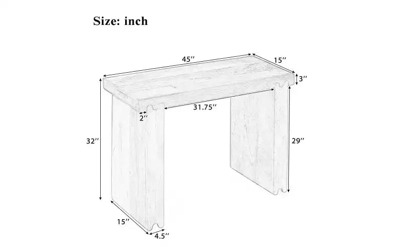Whisen minimalistischer Konsolentisch im Landhausstil aus Mangoholz & Flurtisch mit verdickter Tischplatte