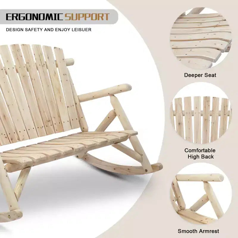 Karl Home | 47 Zoll hohe Outdoor-Schaukelbank aus Massivholz