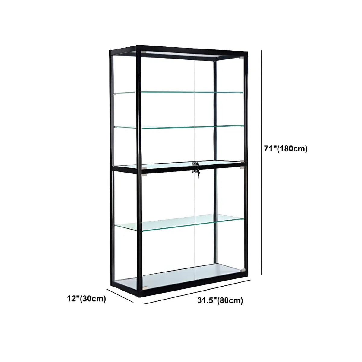 Zeitgenössische rechteckige Vitrine aus schwarzem Glas
