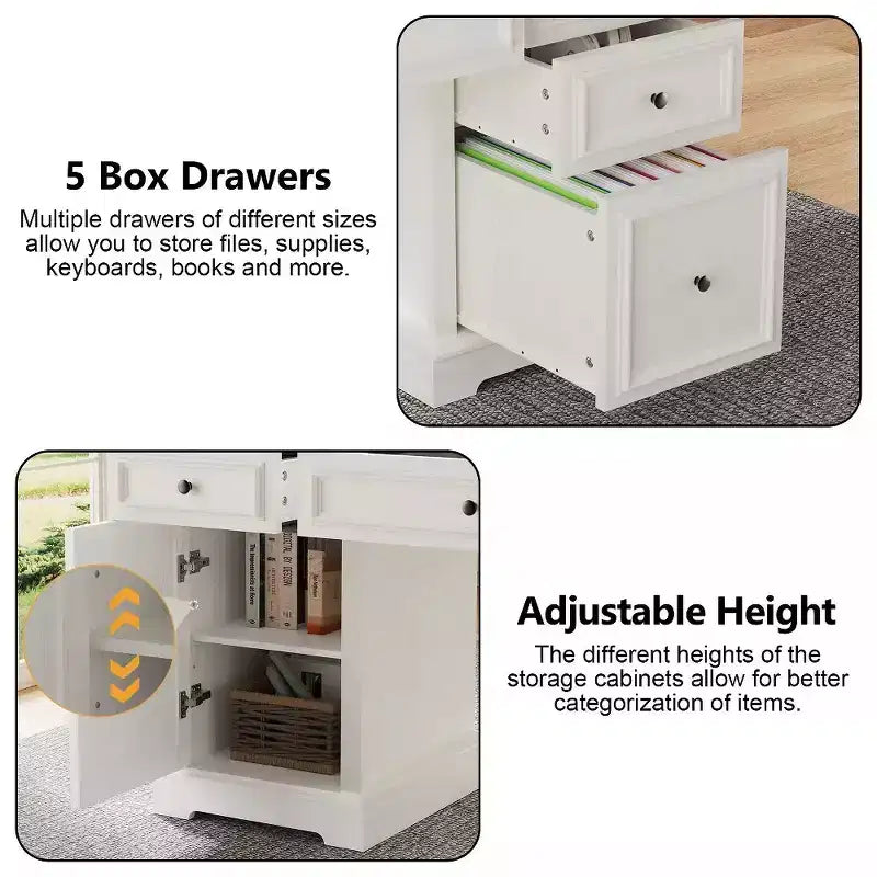 60-Zoll-Schreibtisch im Landhausstil fürs Homeoffice – Holzschreibtisch mit Schubladen und Stauraum im Schrank, rustikaler Schreibtisch für Arbeit und Studium