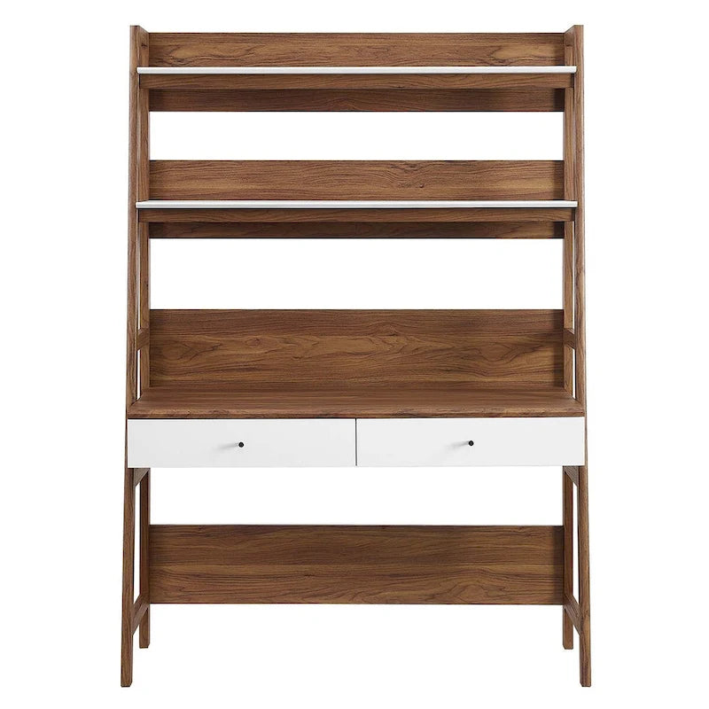 Schreibtisch mit Bücherregal und Schubladen