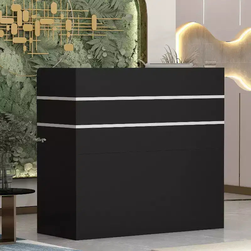 Famapy L-förmiger Empfangstresen Multifunktionaler Empfangstisch Arbeitsplatz