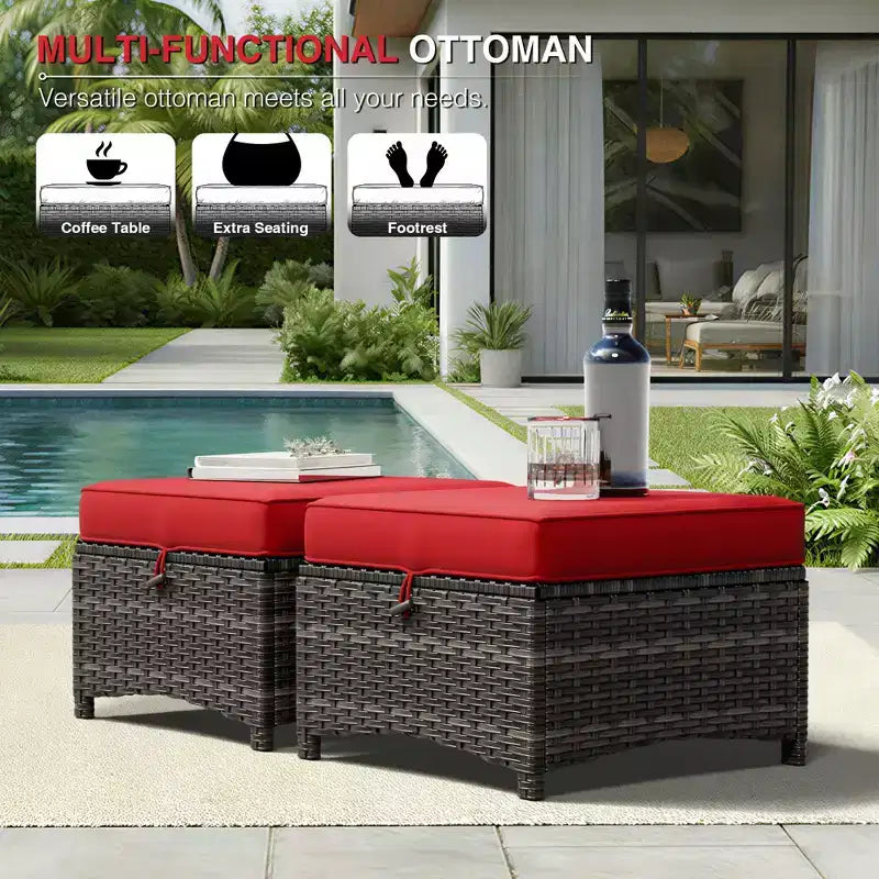 UPTIOT Premium Outdoor-Lounge-Set mit Sofa, Drehstühlen und Fußhocker für ultimativen Komfort und Stil