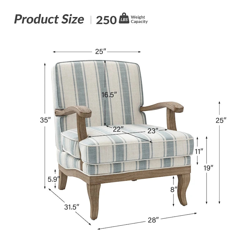 Rinaldo Farmhouse Polyester Sessel mit Massivholzbeinen 2er-Set von HULALA HOME