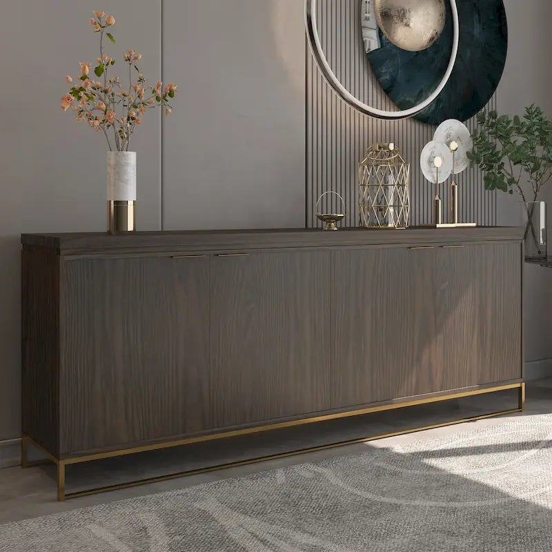 Clihome Möbel-Akzentschrank aus Holz mit 4 Türen