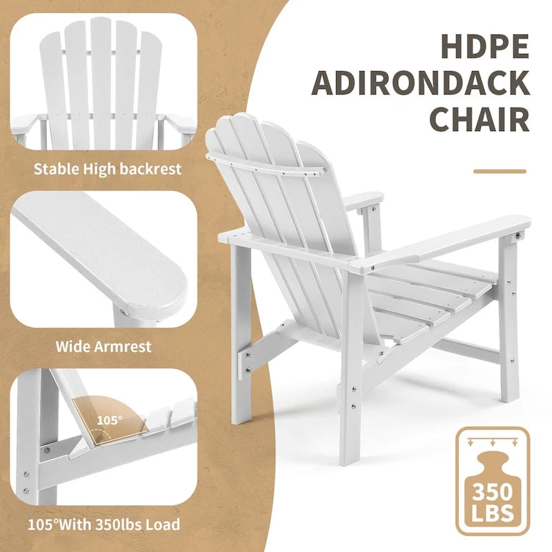 Vrakae 6er-Set stapelbarer Adirondack-Gartenstühle aus HDPE für jedes Wetter