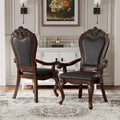 Furniture of America Eugene Traditionelle Esszimmer-Armstühle aus Massivholz mit Ziernagelbesatz und Cabriole-Beinen (2er-Set)