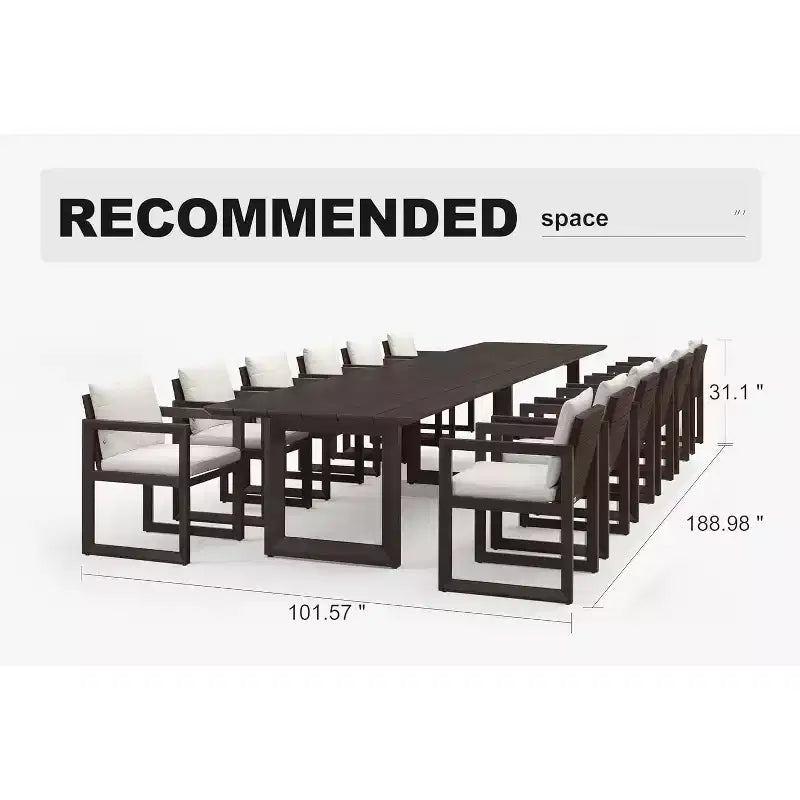 PURPLE LEAF luxuriöses Outdoor-Essgruppe aus Aluminium mit Tisch und Stühlen sowie abnehmbaren, dicken Sitzkissen